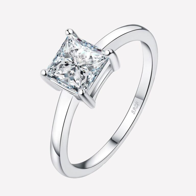 Anneau bague fin avec pierre sur fond blanc.