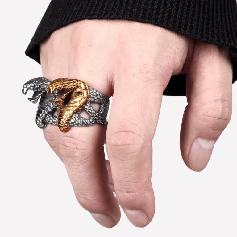 Bague rock pour homme motif serpent Main homme avec bague serpent cobra