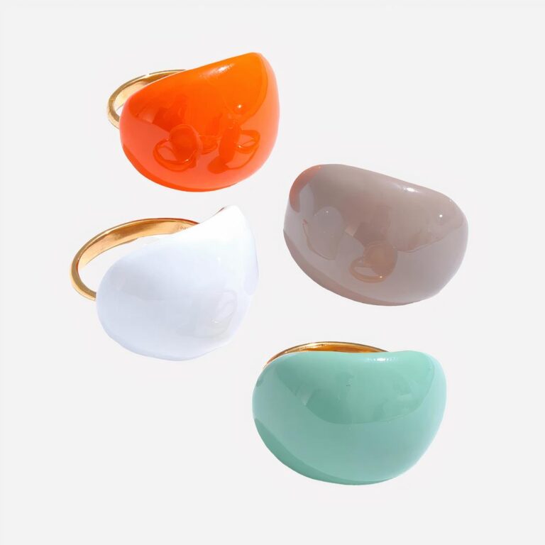 Bagues fantaisies colorées en forme de galet