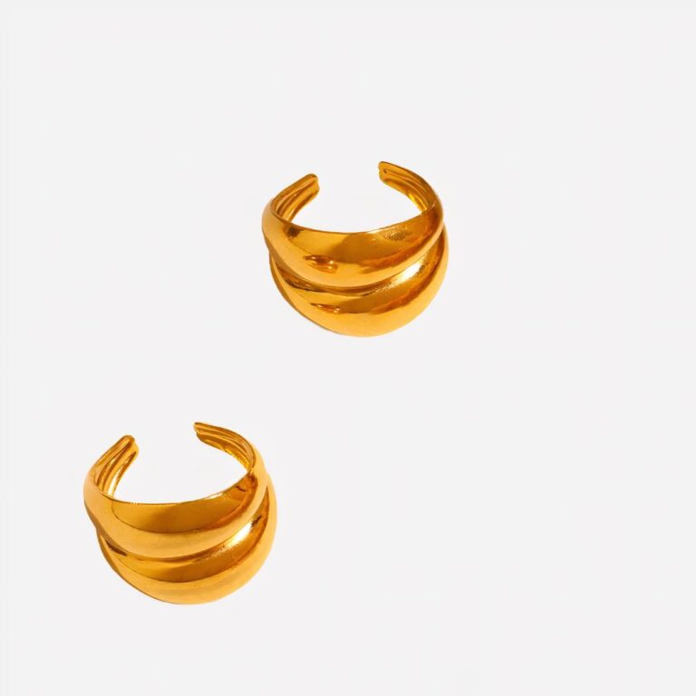 Bague épaisse minimaliste en métal doré ajustable