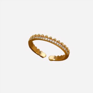 Bague fine de fiançailles réglable en zircon et pierre