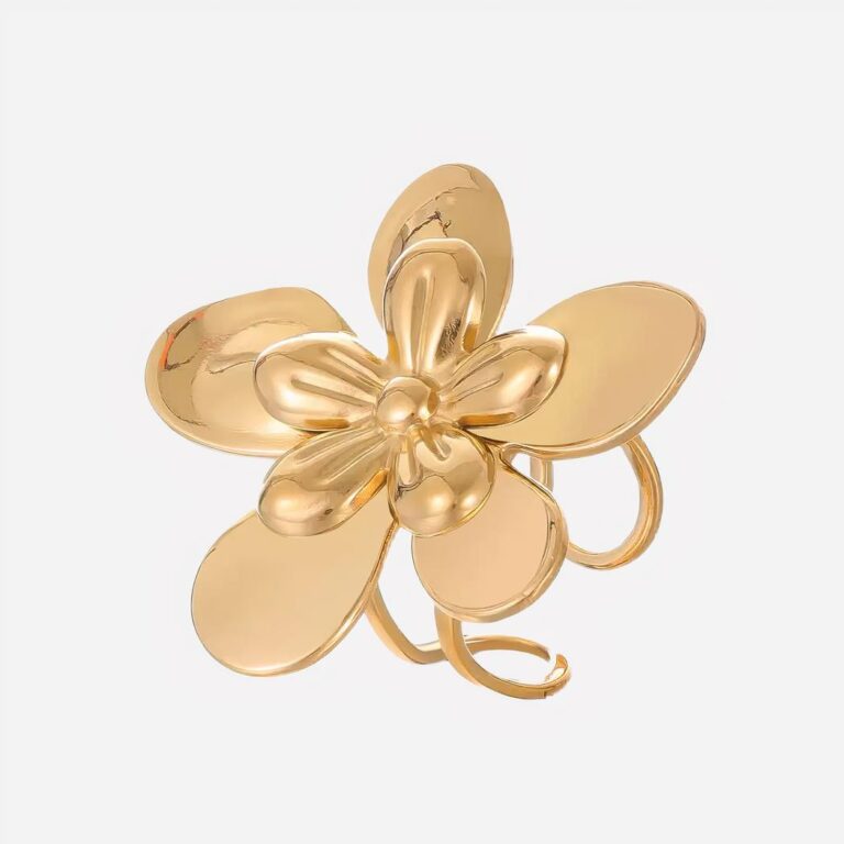 Bague fantaisie réglable double fleurs Bague fantaisie réglable double fleurs