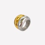 Bague originale épaisse double anneaux argenté et doré