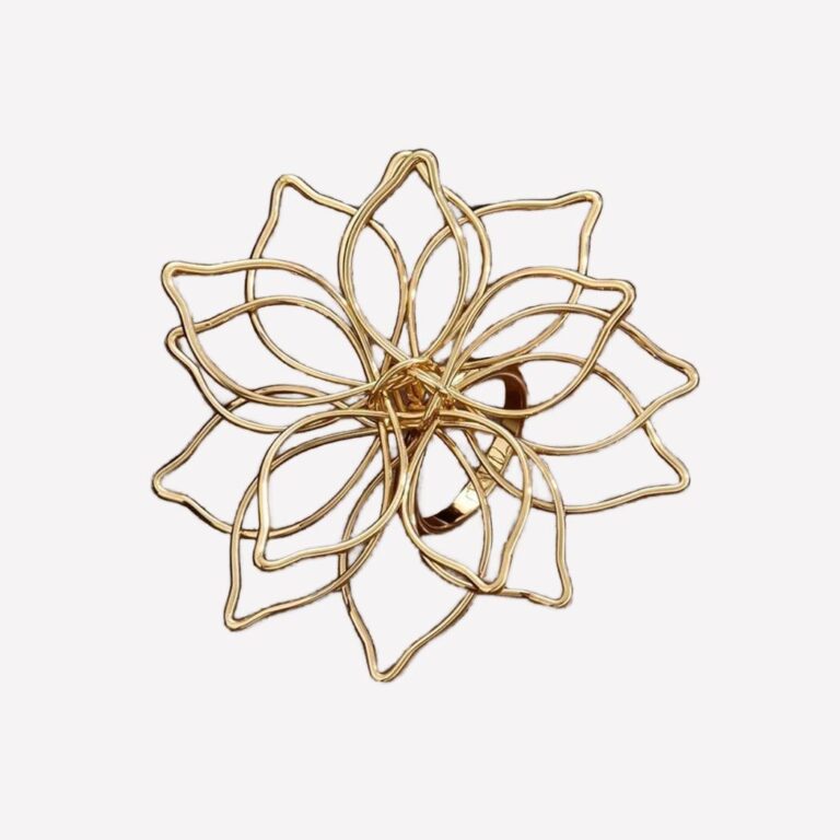 Bague fantaisie immense fleur dorée ouverte
