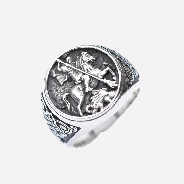 Bague fantaisie chevalière cavalier sur son cheval
