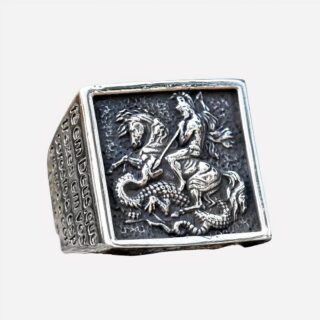 Bague carrée fantaisie chevalier en acier inoxydable homme