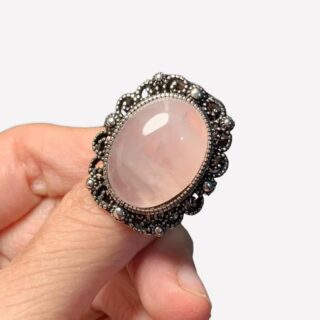 Bague vintage femme en quartz rose