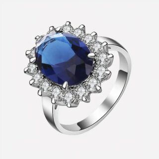 Bague marquise vintage en argent et saphir