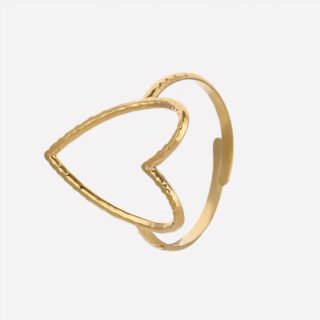 Bague coeur creuse minimaliste en acier inoxydable