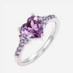 Bague en zircon réglable en forme de coeur violet