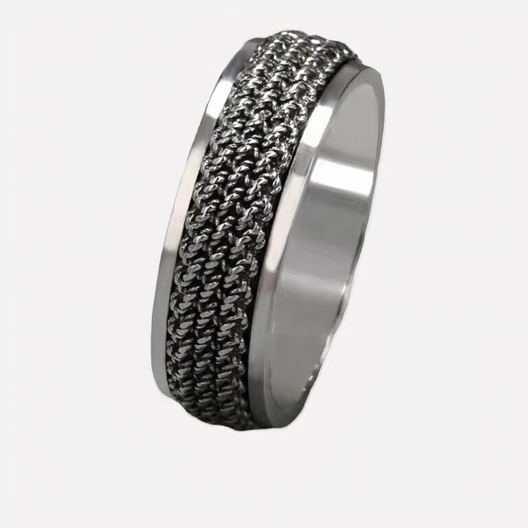 Bague en argent homme pacs motif tressé