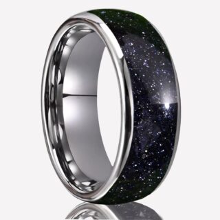 Bague anneau homme avec motif ciel étoilé galaxie