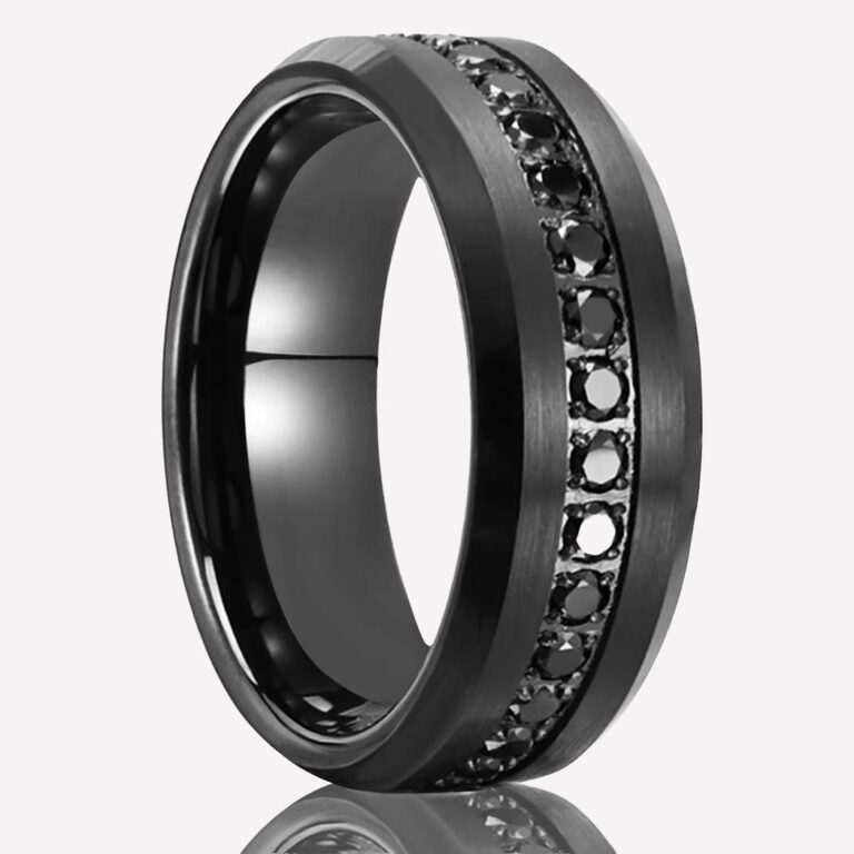 Bague noire sertie