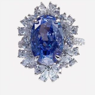 Bague avec un saphir bleu.