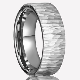 Bague relief épaisseur 8 mm argentée fond blanc