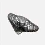 Bague large argent motifs points