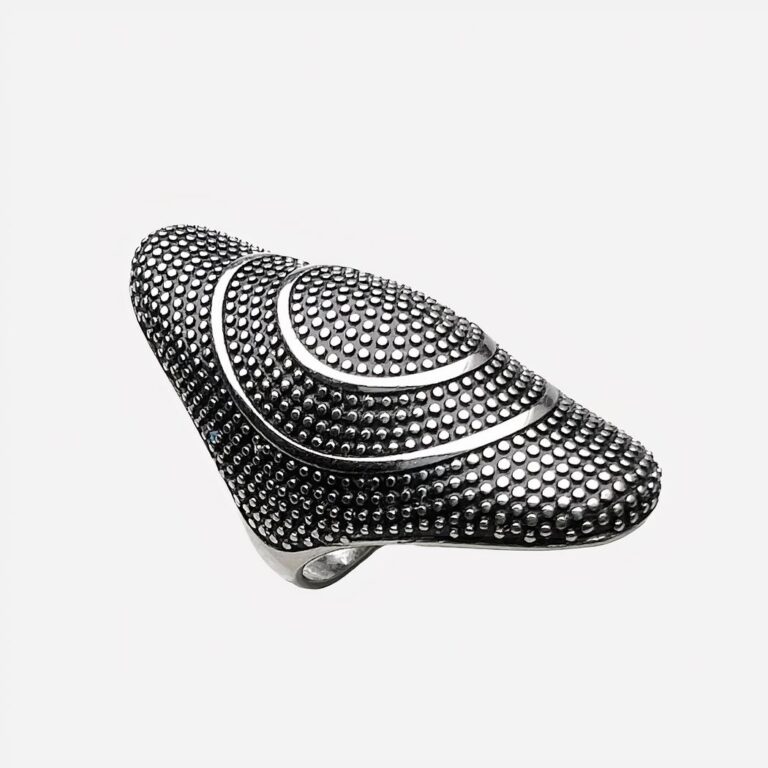 Bague large argent motifs points