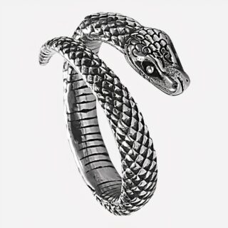 Bague serpent argentée motard