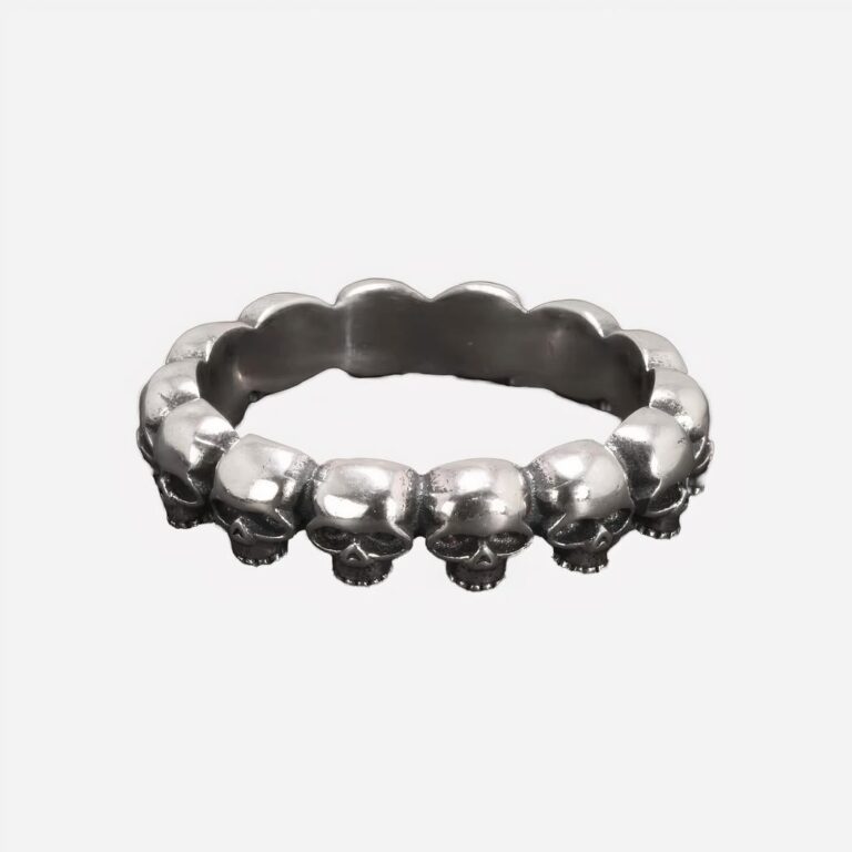 Fond noir bague tête de mort anneau argenté