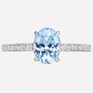 Bague en aigue-marine et zircons