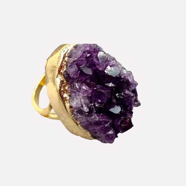 Bague plaqué or améthyste