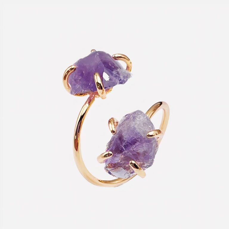 Bague fine avec double améthyste