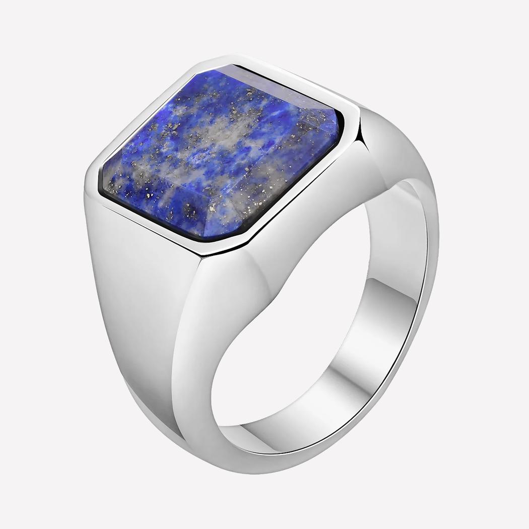 Bague homme style chevalière Lapis Lazuli • Ma bague