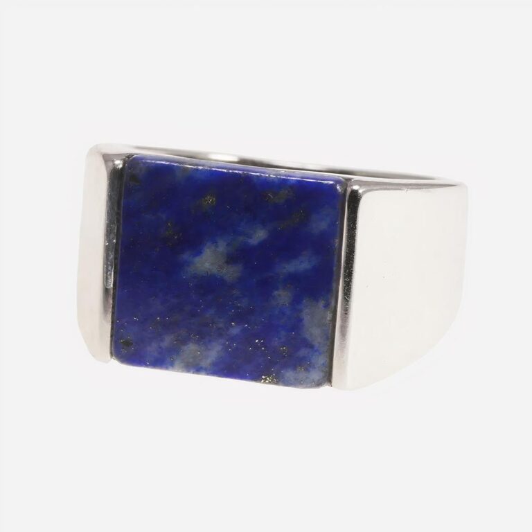 Bague homme carrée Lapis lazuli Bague homme carrée argentee avec un Lapis lazuli