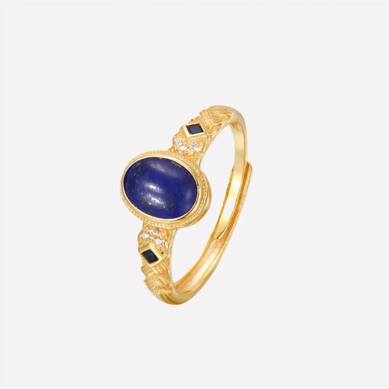 Bague plaqué or élégante lapis lazuli