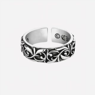 Photo d'une bague pour homme ajustable pour index de style rétro punk sur fond blanc