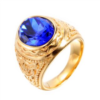 Bague gitan homme dorée zircone cubique