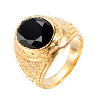 Bague gitan homme dorée zircone cubique