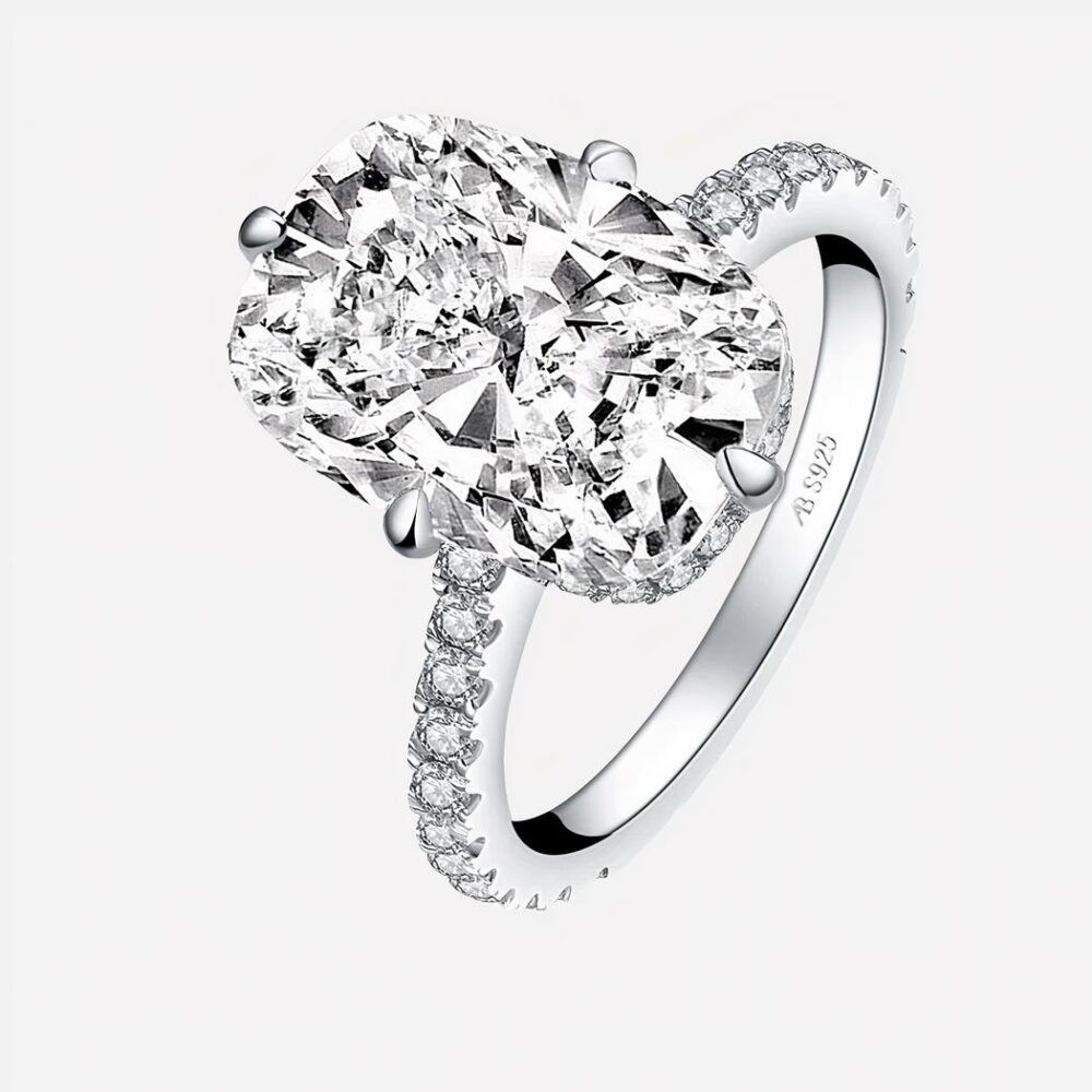 Bague de promesse en argent et zircons
