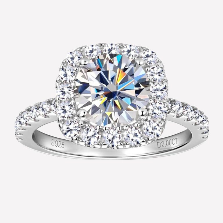 Bague de promesse cubique en argent moissanite et zircons