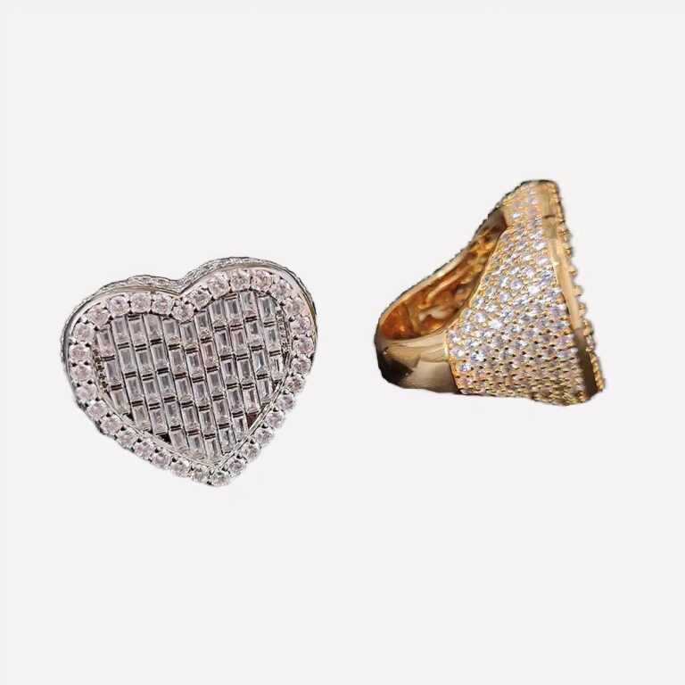 Bague en forme de coeur à strass pour femme