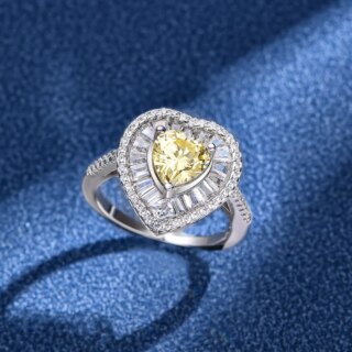 Bague de promesse en forme de cœur diamant strass