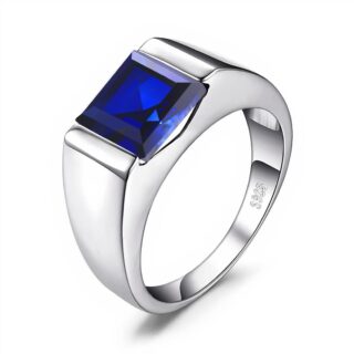 Bague homme index en argent sterling et pierre synthétique