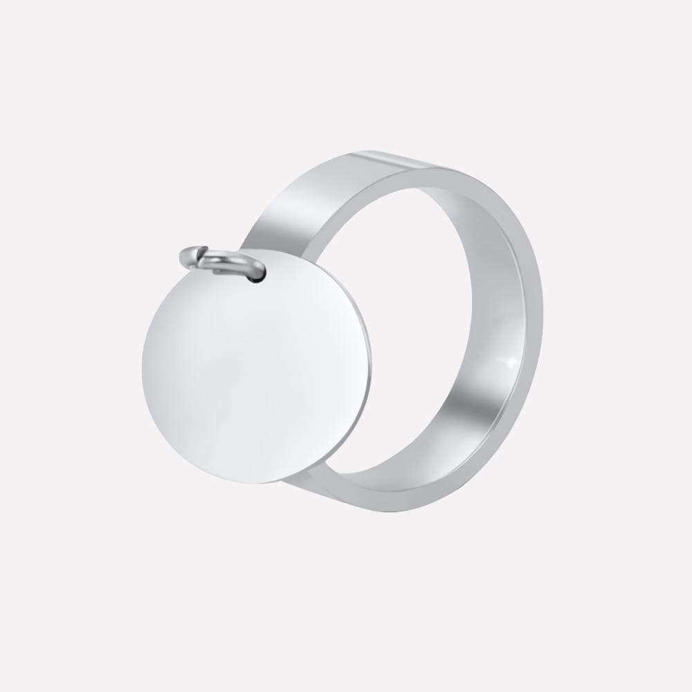 Bague argentée épaisse breloque anneau plein