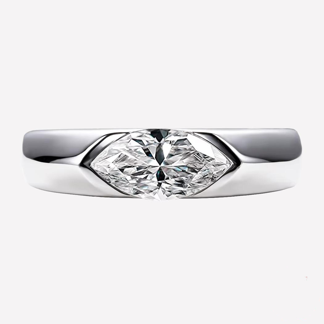 Photo d'une bague homme en argent et moissanite