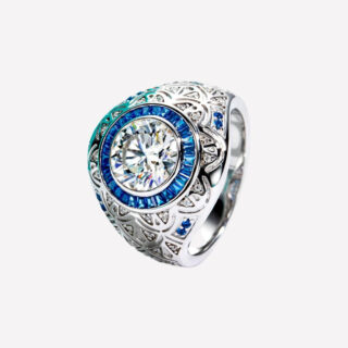 Bague gitane argentée en moissanite