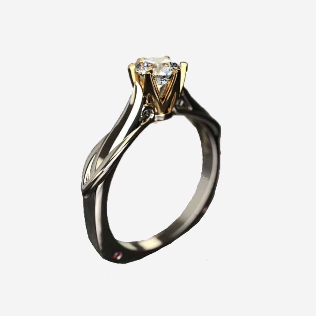 Bague de pacs avec pierre pour femme Bague fine avec pierre sur fond gris.