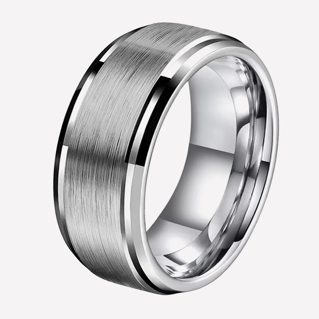 Bague pacs moderne pour homme bague de pacs masculine, anneau argenté