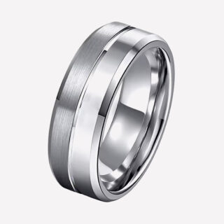 Bague anneau homme en Tungstène argenté