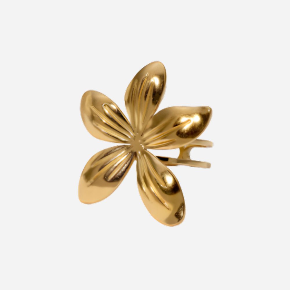 Bague fantaisie réglable fleur sur fond gris clair